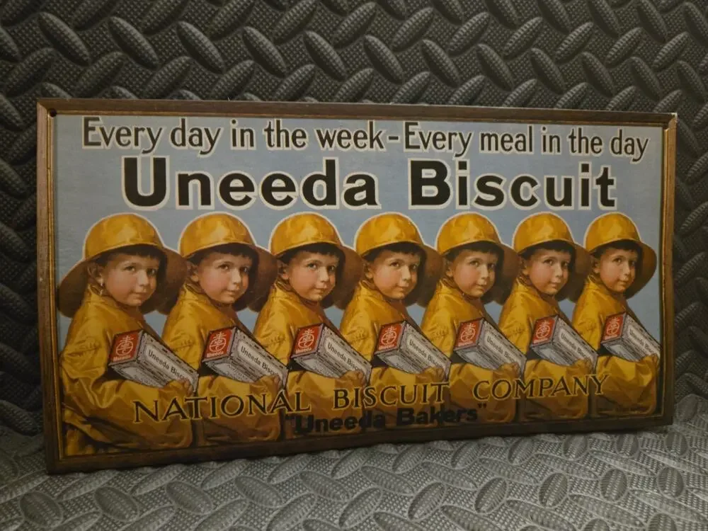 Uneeda Biscuit Advertising Sign Nostalgia Ink Reproduction Vintage Style Decor